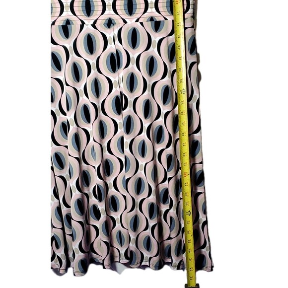 Retro Mod Geometric Print Midi Dress Sleeveless Pleated Waist Medium size 10 - Picture 12 of 12